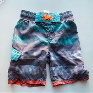 Cat & Jack - Cute Teal, Orange & Grey Swim Trunks